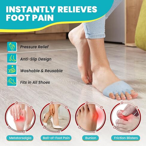 Toe Separators & Metatarsal Pads for Women & Men – 4 Pcs Gel Toe Spacers, Ball of Foot Cushions for Pain Relief, Metatarsalgia, Morton’s Neuroma, Comfortable Foot Pads for Walking(One Size) in Kuwait