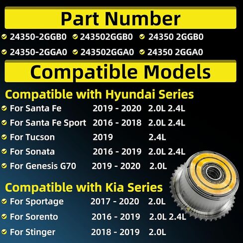24350-2GGB0 243502GGB0 CVVT Assembly Intake for Hyundai Kia Santa Fe Sorento Sport Sonata 2016-2019 Genesis G70 Tucson 2019 2020 Sportage Stinger 2.0L 2.4L CVVT Assy Intake 2.0 2.4 in Kuwait