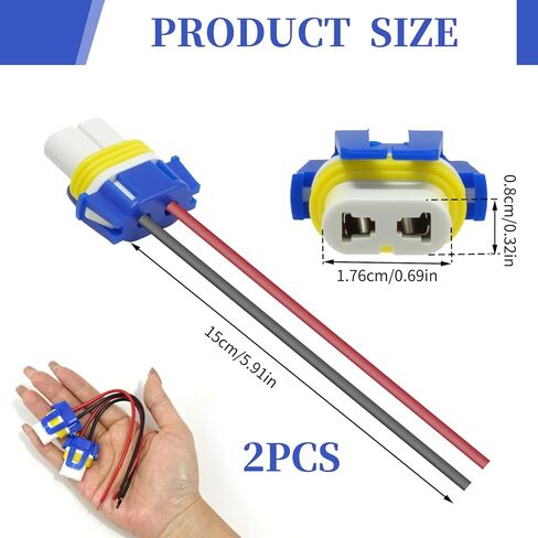 2 حزمة موصل محول ضوء LED، 9005 9006 قابس محول المصباح الأمامي متوافق مع تويوتا، وحزام ضوء الضباب السيراميكي ذو درجة الحرارة العالية وأسلاك المصباح الأمامي in Kuwait