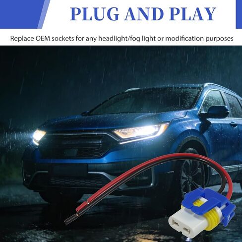 2 حزمة موصل محول ضوء LED، 9005 9006 قابس محول المصباح الأمامي متوافق مع تويوتا، وحزام ضوء الضباب السيراميكي ذو درجة الحرارة العالية وأسلاك المصباح الأمامي in Kuwait