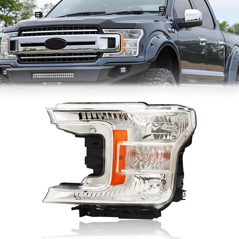 Headlight Assembly Compatible with F150 2018 2019 2020, [Bulbs Included] Right/Passenger Side, [Halogen Type] Headlamp Replacement with Clear Lens, OE Style in Saudi Arabia