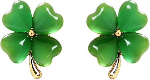 St Patricks Day Green Shamrock Stud Earrings for Women, Irish Clover Leaf Cute Trendy Outfit Accessories Jewelry Gift in Saudi Arabia