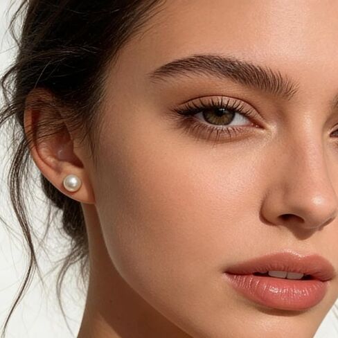 أقراط اللؤلؤ للنساء - 12 قطعة من أقراط اللؤلؤ الأبيض تشيكوسلوفاكيا المضادة للحساسية، مجموعة مجوهرات الزفاف وأعياد الميلاد وعيد الميلاد in Kuwait