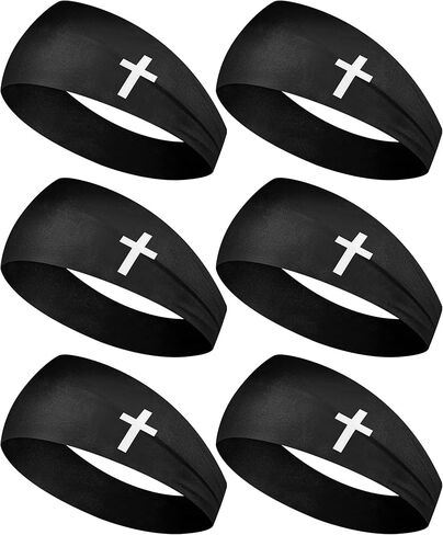 Shihanee 6 Pcs Christian Headbands for Men Jesus Athletic Sweatbands Moisture Wicking Football Baseball Sports Hair Bands in Saudi Arabia