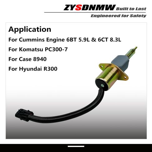 3930233 12VDC إيقاف تشغيل الوقود الملف اللولبي SA-4335-12 3923680 متوافق مع محرك الكمون 6BT 5.9L & 6CT 8.3L كوماتسو PC300-7 حافظة 8940 Hyundai R300 إيقاف الملف اللولبي in Kuwait