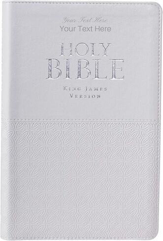 كتاب مقدس شخصي مع نص مخصص KJV هدية بيضاء مفهرسة الكتاب المقدس من الجلد الصناعي إصدار الملك جيمس هدية مصنوعة خصيصًا للمعمودية واحتفالات أعياد الميلاد in Saudi Arabia