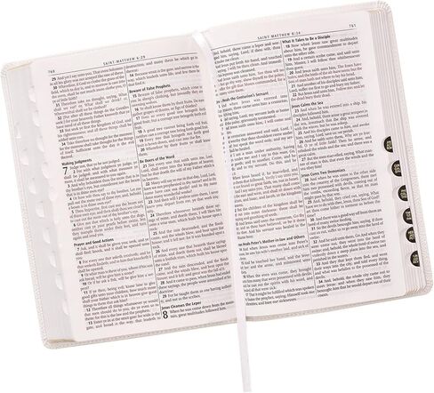 كتاب مقدس شخصي مع نص مخصص KJV هدية بيضاء مفهرسة الكتاب المقدس من الجلد الصناعي إصدار الملك جيمس هدية مصنوعة خصيصًا للمعمودية واحتفالات أعياد الميلاد in Saudi Arabia