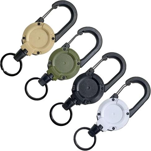 سلسلة مفاتيح قابلة للسحب 4 حزم، قابلة للسحب شديدة التحمل، حبل سلك من الفولاذ المقاوم للصدأ مقاس 23.6 بوصة، سلسلة مفاتيح حامل شارة تعريف تدور 360 درجة، لصيد الأسماك وركوب الدراجات والمشي لمسافات طويلة واللياقة البدنية in Kuwait