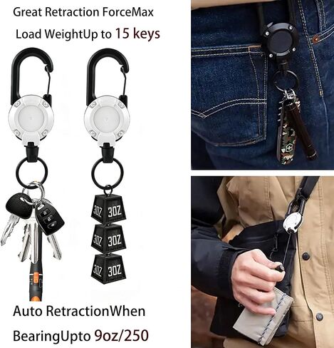 سلسلة مفاتيح قابلة للسحب 4 حزم، قابلة للسحب شديدة التحمل، حبل سلك من الفولاذ المقاوم للصدأ مقاس 23.6 بوصة، سلسلة مفاتيح حامل شارة تعريف تدور 360 درجة، لصيد الأسماك وركوب الدراجات والمشي لمسافات طويلة واللياقة البدنية in Kuwait