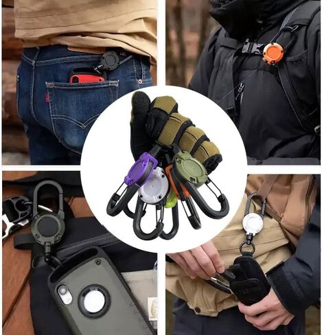 سلسلة مفاتيح قابلة للسحب 4 حزم، قابلة للسحب شديدة التحمل، حبل سلك من الفولاذ المقاوم للصدأ مقاس 23.6 بوصة، سلسلة مفاتيح حامل شارة تعريف تدور 360 درجة، لصيد الأسماك وركوب الدراجات والمشي لمسافات طويلة واللياقة البدنية in Kuwait