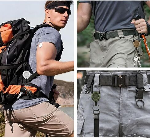 سلسلة مفاتيح قابلة للسحب 4 حزم، قابلة للسحب شديدة التحمل، حبل سلك من الفولاذ المقاوم للصدأ مقاس 23.6 بوصة، سلسلة مفاتيح حامل شارة تعريف تدور 360 درجة، لصيد الأسماك وركوب الدراجات والمشي لمسافات طويلة واللياقة البدنية in Kuwait