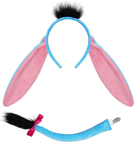Donkey Costume Accessory Set Donkey Ears Headband and Tail Cute Donkey Costume Kit for Animal Cosplay in Saudi Arabia