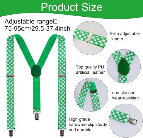 St Patrick's Day Costume Outfit 7 Pcs Green Sweatbands Striped Socks Set Include Lucky Green Suspender Glasses Sports Headband Sweatbands High Tube Socks for Irish Holiday in Kuwait