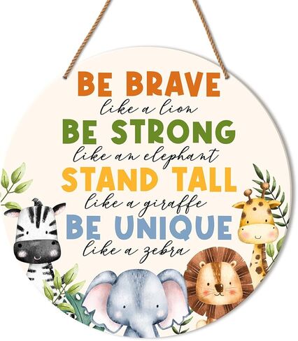 Boy Nursery Room Wall Decor Sign, Boho Woodland Nursery Wall Decor for Baby Boy Kids Bedroom Toddler Playroom Room Jungle Safari Animal Hanging Sign Decorations, Be Brave Strong Stand Tall Be Unique in Kuwait