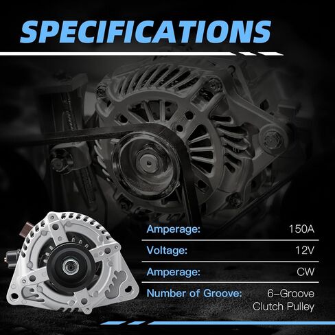 Alternator 12V 150 AMP Replacement for Ford Mustang V6 3.7L 2011 2012 2013 2014 Replaces# 1042102970 104210-2970 in Saudi Arabia