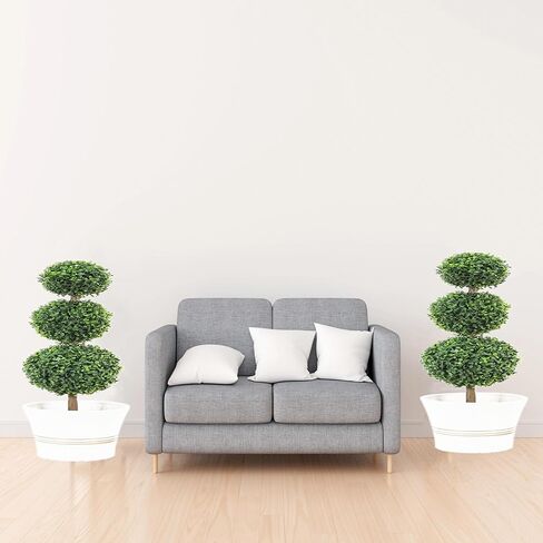 2 Pack 33 inch Artificial Boxwood Ball Topiary Trees with Ground Spike Faux Topiaries Tree Plants Fake Shrub Bushes for Front Door Family Office Indoor Outdoor Decor in Saudi Arabia