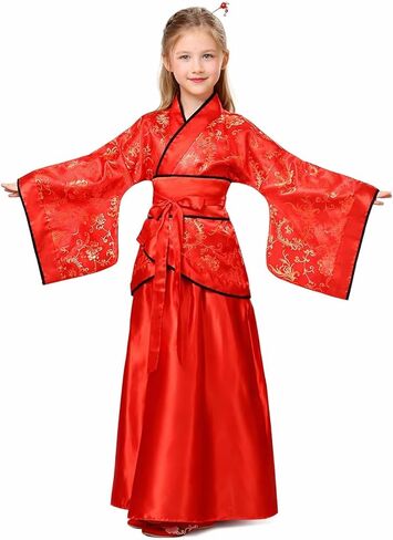 Lazutom Girls Traditional Chinese Hanfu Dress Kids Ancient Style Long Sleeve Festival Dance Performance Outfit in Kuwait