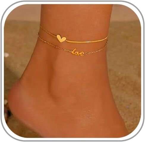Ankle Bracelets For Women Titanium Steel Adjustable Waterproof 18K Gold Anklets Summer Beach Jewelry Gift for Women Teen Girls in Kuwait
