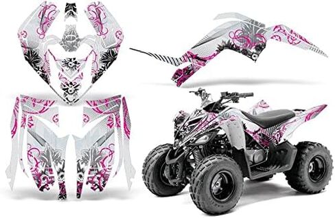 ملصق لاصق لمجموعة رسومات AMR Racing ATV متوافق مع Yamaha Raptor 90 2009-2015 - لونا وردي in Saudi Arabia