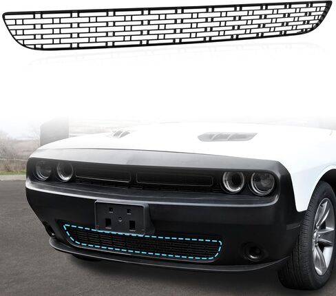 شبكة أمامية سفلية من KEWISAUTO لسيارة دودج تشالنجر 2015-2023، شبكة حماية مركزية للمصد الأمامي باللون الأسود لملحقات دودج تشالنجر GT/R/T/SXT 2015-2023، استبدال #CH1036146#68259756AA in Saudi Arabia