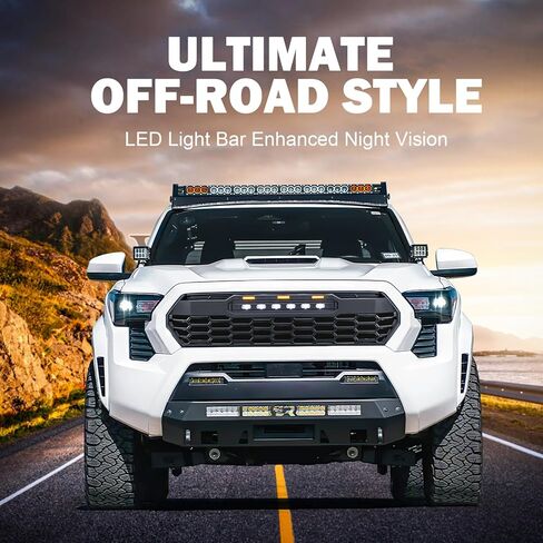 شبكة أمامية متوافقة مع تاكوما 2024+، شبكة علوية باللون الأسود غير اللامع، مادة ABS، ملاءمة خاصة للمركبة مع مصابيح LED للطرق الوعرة in Kuwait