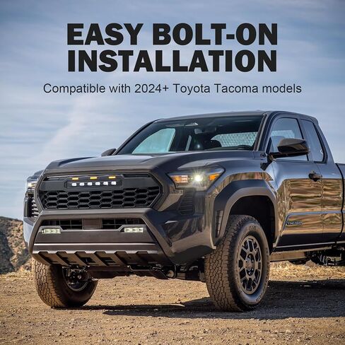 شبكة أمامية متوافقة مع تاكوما 2024+، شبكة علوية باللون الأسود غير اللامع، مادة ABS، ملاءمة خاصة للمركبة مع مصابيح LED للطرق الوعرة in Kuwait