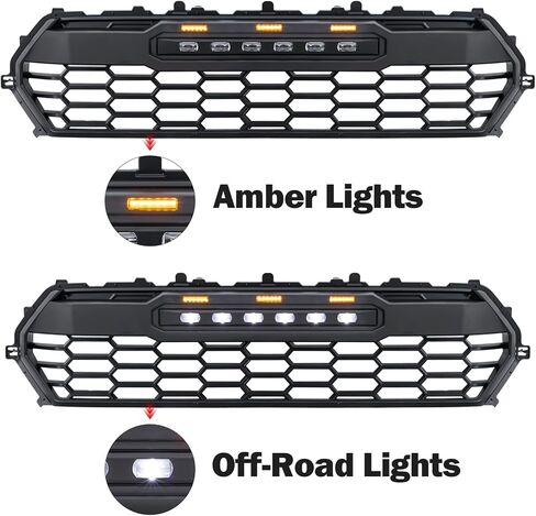 شبكة أمامية متوافقة مع تاكوما 2024+، شبكة علوية باللون الأسود غير اللامع، مادة ABS، ملاءمة خاصة للمركبة مع مصابيح LED للطرق الوعرة in Kuwait