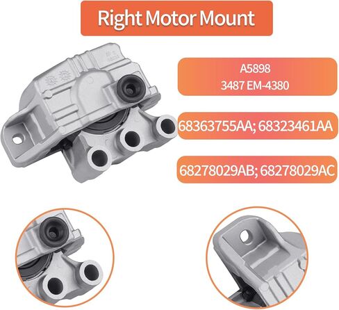 4Pcs Engine Mounts & Transmission Mount Set Compatible with 2016-2018 Fiat 500X 2015-2020 Renegade 2.4L 2017-2020 Compass 2015-2018 R-am promaster City Engine Motor Mount 68363756AA in Kuwait