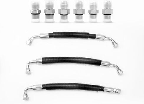 High Pressure Oil Pump (HPOP) Hoses & Crossover Line Kit - Dual Braided Steel Replacement for 1999-2003 Ford 7.3L Powerstroke (F-250/F-350/F-450/F-550 Super Duty, Excursion) in Kuwait