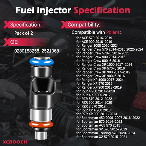 Fuel Injectors Set of 2 Compatible with Polaris for ACE 570&900 2016-2019, for Ranger Crew XP RZR Sportsman, Replace 0280158258 2521068 in Kuwait