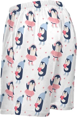 البطريق المتزلج مع شورت بيجامة الحب للرجال شورت صالة النوم الناعم غير الرسمي مع جيوب S - XXL in Kuwait