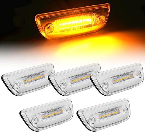 5 قطع 9 مصابيح LED لسقف الكابينة متوافقة مع Peterbilt 579 & Kenworth T680 T770 T880، مصابيح علامة التخليص الكهرماني مع عدسات شفافة in Kuwait