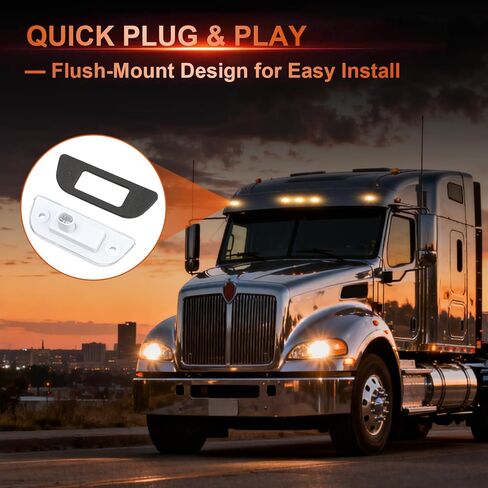 5 قطع 9 مصابيح LED لسقف الكابينة متوافقة مع Peterbilt 579 & Kenworth T680 T770 T880، مصابيح علامة التخليص الكهرماني مع عدسات شفافة in Kuwait
