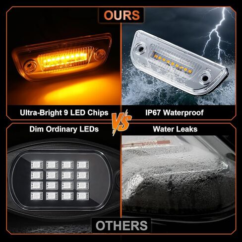 5 قطع 9 مصابيح LED لسقف الكابينة متوافقة مع Peterbilt 579 & Kenworth T680 T770 T880، مصابيح علامة التخليص الكهرماني مع عدسات شفافة in Kuwait