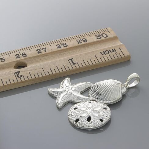 925 Sterling Silver Nautical Charm Necklace Pendant with Chain, Scallop, Starfish and Sand Dollar Cluster in Saudi Arabia