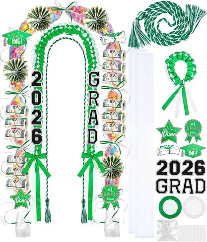 Graduation Leis 2024 Graduation Ribbon Lei Necklace Graduation Leis Class of 2024 Graduation Handmade Double Braided Necklace Graduation Gift Party Accessories for Women Men in Saudi Arabia