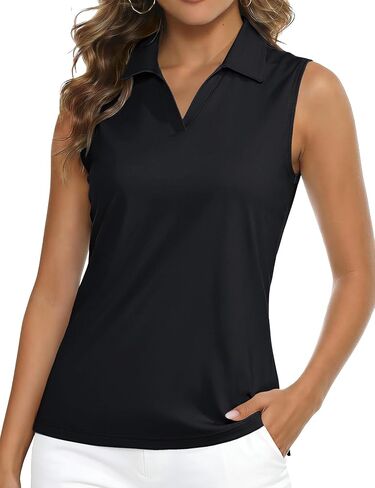 MAGCOMSEN Women's Sleeveless Golf Polo Shirts UPF 50+ Tank Tops V-Neck Quick Dry Workout Athletic Tops in Saudi Arabia