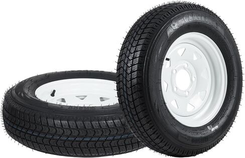 مجموعة إطارات وعجلات المقطورة ST205/75D14، مجموعة من قطعتين، عجلة بيضاء 5 عروات حافة مقاس 14 بوصة مع نطاق تحميل C 6PR، شديدة التحمل لمقطورات تخييم القوارب المساعدة in Kuwait