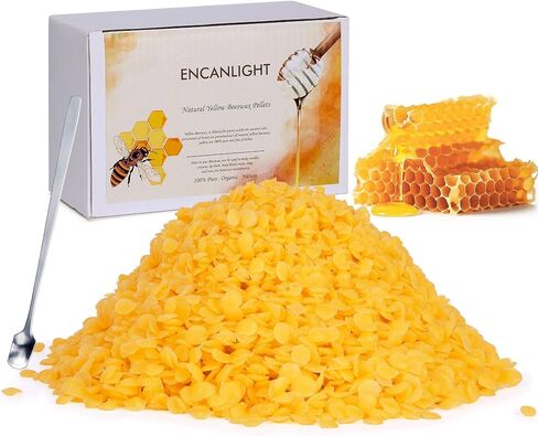 حبيبات شمع النحل من إنكانلايت، حبيبات شمع النحل الأصفر العضوي تذوب - درجة الطعام ومرشحة ثلاثية للعناية بالبشرة، واللوشن، وصناعة الشموع، ومرطب الشفاه، وكريمات الجسم وصناعة الصابون. in Kuwait