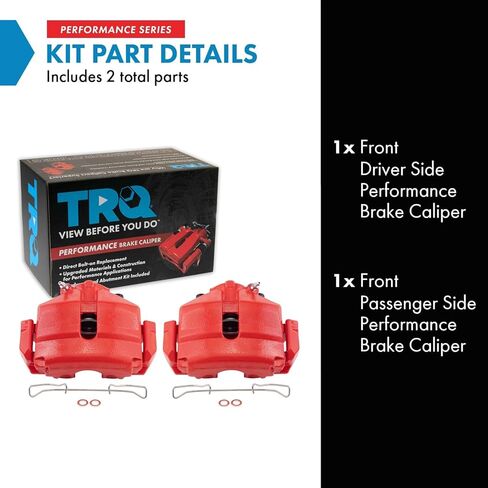 TRQ Front Brake Caliper Set Painted Red Brackets Compatible with 2010 Audi A3 2010-2015 TT Quattro 2012-2019 Volkswagen Beetle 2010-2014 Golf 2008-2013 GTI 2005-2017 Jetta 2006-2010 Passat in Saudi Arabia