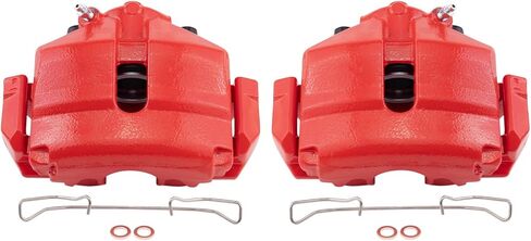 TRQ Front Brake Caliper Set Painted Red Brackets Compatible with 2010 Audi A3 2010-2015 TT Quattro 2012-2019 Volkswagen Beetle 2010-2014 Golf 2008-2013 GTI 2005-2017 Jetta 2006-2010 Passat in Saudi Arabia