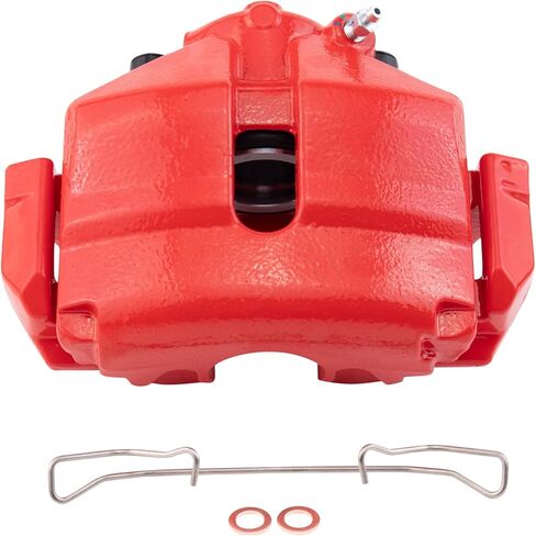 TRQ Front Brake Caliper Set Painted Red Brackets Compatible with 2010 Audi A3 2010-2015 TT Quattro 2012-2019 Volkswagen Beetle 2010-2014 Golf 2008-2013 GTI 2005-2017 Jetta 2006-2010 Passat in Saudi Arabia