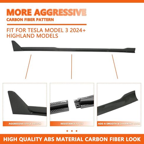 KHK Side Skirts for 2024-2025 Tesla Model 3 Highland, Upgrade Accessories Extension Body Kit Rocker Panel Trim Guard for Model 3, Matte Black, 4 PCS Left Side & Right Side in Saudi Arabia