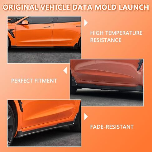 KHK Side Skirts for 2024-2025 Tesla Model 3 Highland, Upgrade Accessories Extension Body Kit Rocker Panel Trim Guard for Model 3, Matte Black, 4 PCS Left Side & Right Side in Saudi Arabia