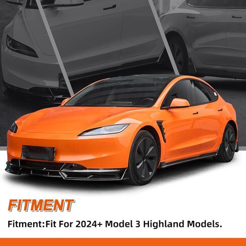 KHK Side Skirts for 2024-2025 Tesla Model 3 Highland, Upgrade Accessories Extension Body Kit Rocker Panel Trim Guard for Model 3, Matte Black, 4 PCS Left Side & Right Side in Saudi Arabia