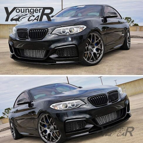 YOUNGERCAR الجبهة حافة مصد السيارة لسيارات BMW 2014-2020 2021 F22 F23 M225i M235i M-Sport أداء نمط الشفة الأمامية السفلى الشفاه الفاصل لمعان أسود in Saudi Arabia