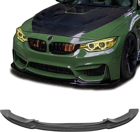متوافق مع/بديل للشفة الأمامية المصد، TC2 Style PU Front Lip Splitter أسود، يناسب 2015 2016 2017 2018 2019 BMW F80 M3 Sedan، F82 M4 Coupe in Kuwait