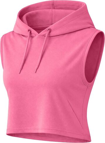 URBAN BUCK Neon Tank Top Sleeveless Hoodie For Women - UPF50+ Sun Protection Crop Top Sweatshirt For Workout & Running in Kuwait