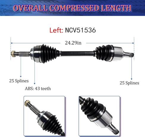 MAXFAVOR CV Axle Front Left Right Side Compatible With 2002 2003 2004 2005 2006 2007 Mitsubishi Lancer ES LS DE 2.0L,CV Joint Shaft Assembly in Saudi Arabia