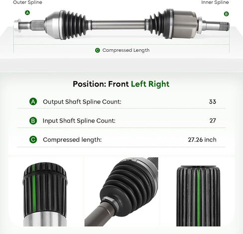 Front Left CV Axle Shaft Assembly fits for Chevrolet Traverse 2009-2017, for GMC Acadia 2007-2017, for Buick Enclave 2008-2017, for Saturn Outlook 2007-2010 3.6L, for 66-1466, Driver Side in Saudi Arabia